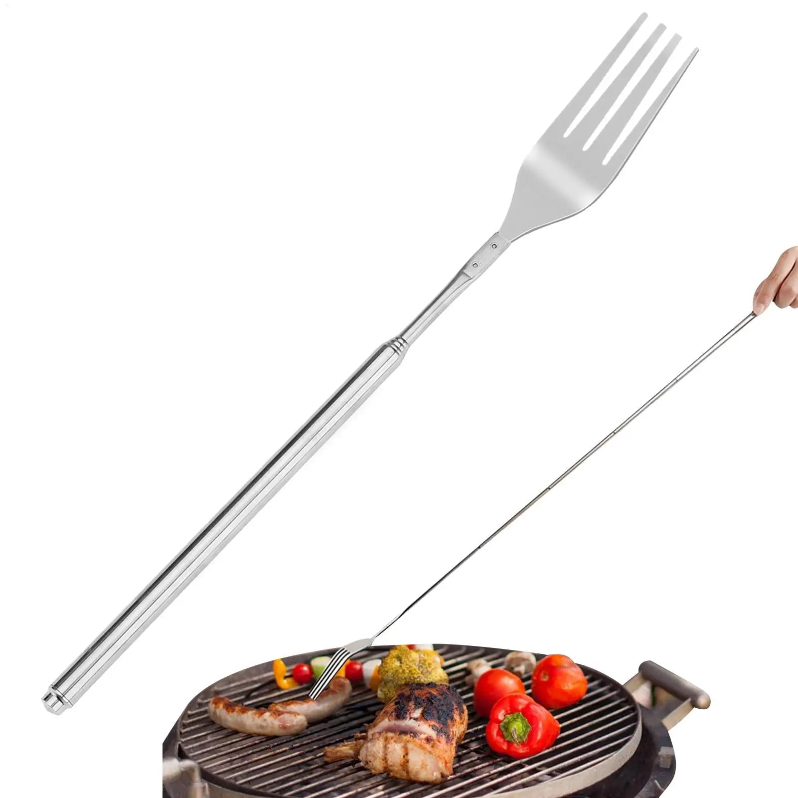 Stainless Steel Telescoping Fork Long Handle Barbecue Tool Camping