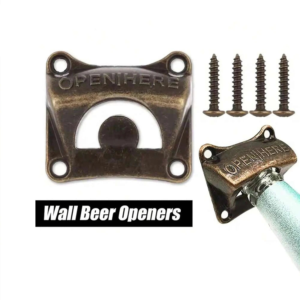 Metal Beer Bottle Opener Wall Mounted Retro Beer Bottle Opener Tools Outdoor BBQ Bar Accessories Zpaxo