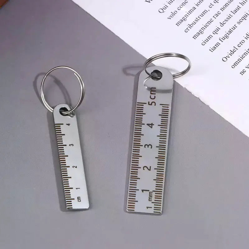 Stainless Steel Mini Ruler With Keychain - Measuring Tool For Office And School Supplies (Anti-loss Measuring Ruler) Zpaxo