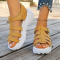 Women Sandals 2025 Fashion Gladiator Narrow Band Cross-tied Platform Zpaxo ginger yellow 42
