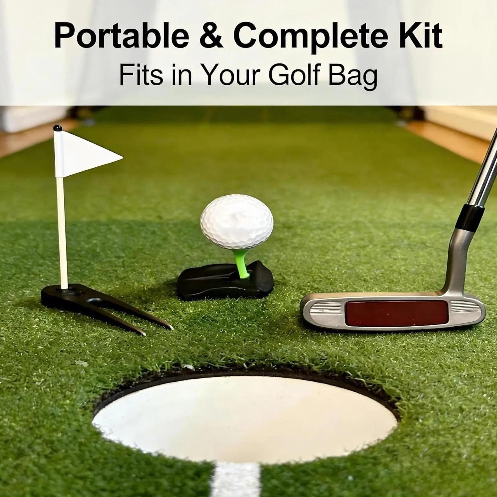 Golf Tee Base Holder 5 Pre Cut Simulator Tees Driving Range Hitting