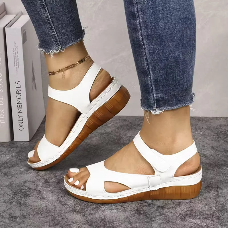 Women Platform Sandals Summer Lightweight Casual Wedges Shoes Woman Zpaxo WHITE 40