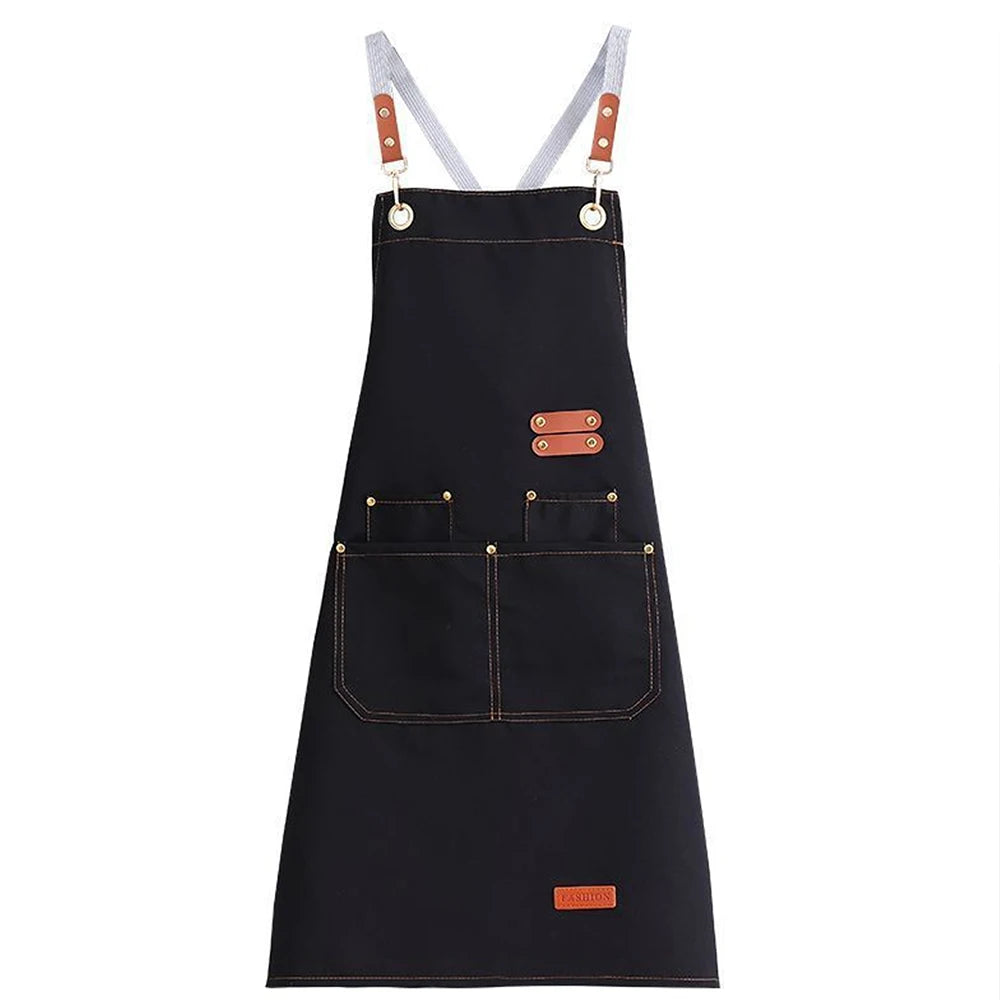 Waterproof Kitchen Apron Oil-proof for Women Men with Large Pockets for or Coffee Bar Restaurant Shop Waiter Work Uniform Zpaxo