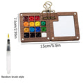Mini Wooden Watercolor Palette Set – 8/15 Grid with Brushes