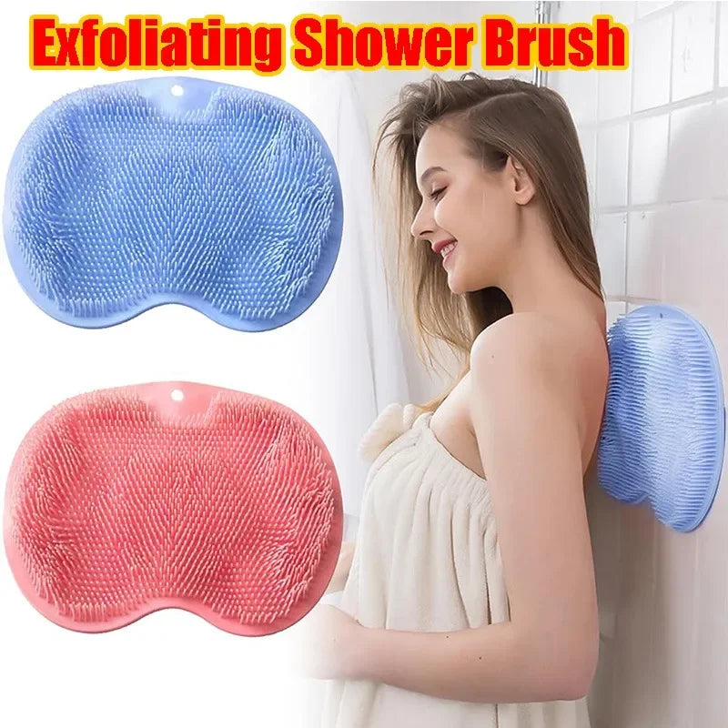 Body Shower Foot Scrubber Brush Wash The Body Cleanser Silicone Sponge Bath Massage Mat Back Brush Wall Mounted with Suction Cup Zpaxo