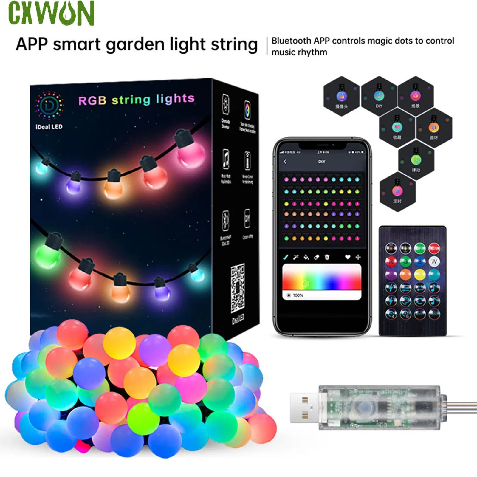 Waterproof DIY Fairy String Lights with Bluetooth APP & Remote Control LED Decorative Lighting USB Garden Christmas Party Decor Zpaxo