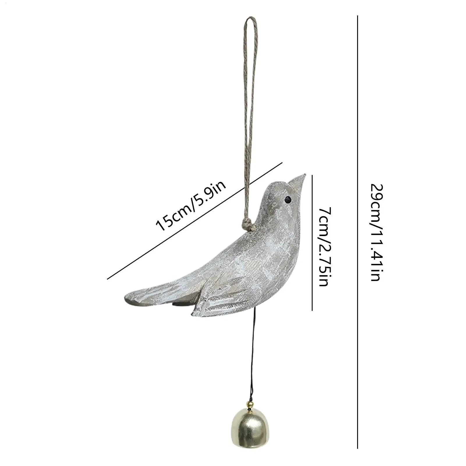 Bird Wind Chimes Wooden Hummingbird Outdoor Ornaments Bell Garden