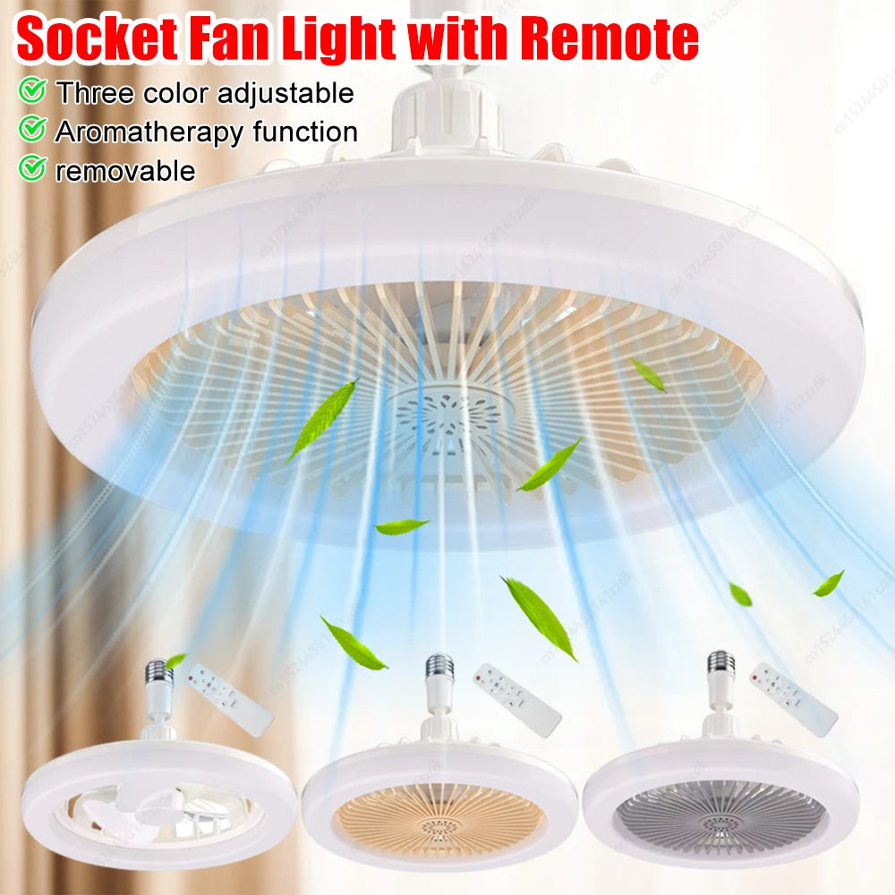2 In 1 Energy Saving Remote Control Ceiling Fan Lamp Infinitely Dimmable E27/26 Base Bottom Noise Mute LED Decorative Light Zpaxo