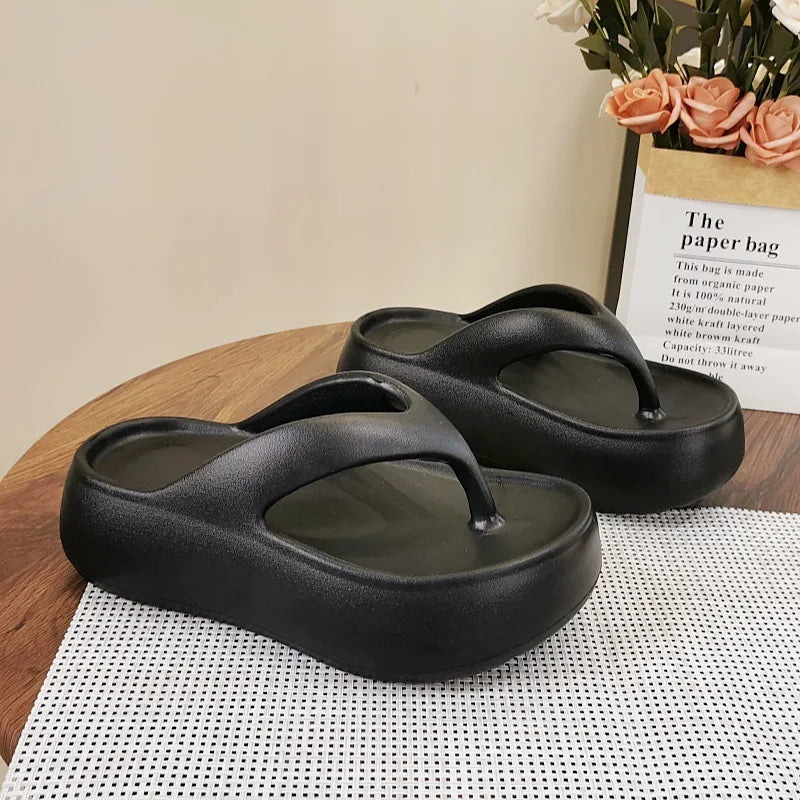 SHAJI Women Cloud Flip Flops Summer EVA Thick Platform Clip Toe