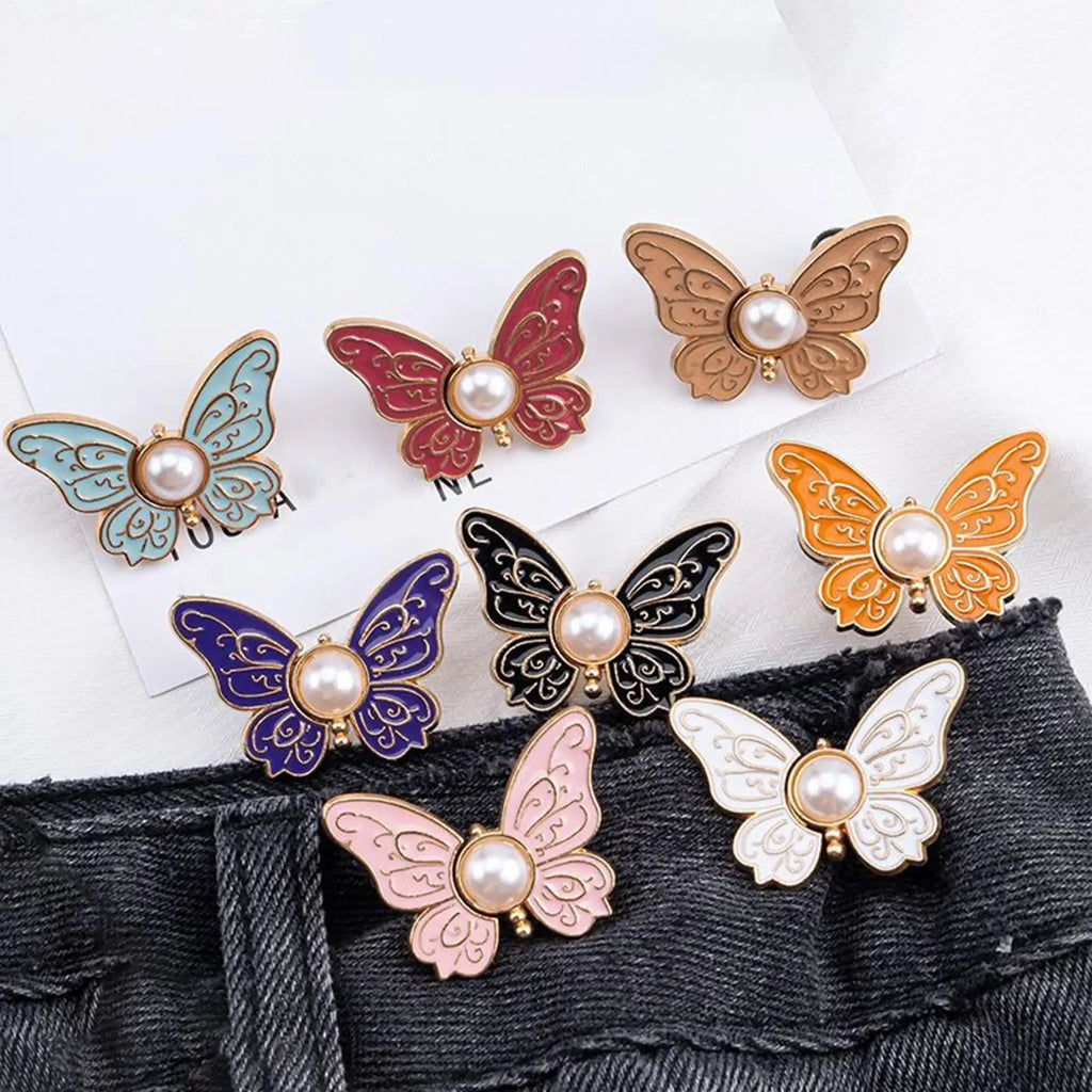 Adjustable Waist Tightener Butterfly Shape No Sew Button Clip Jeans