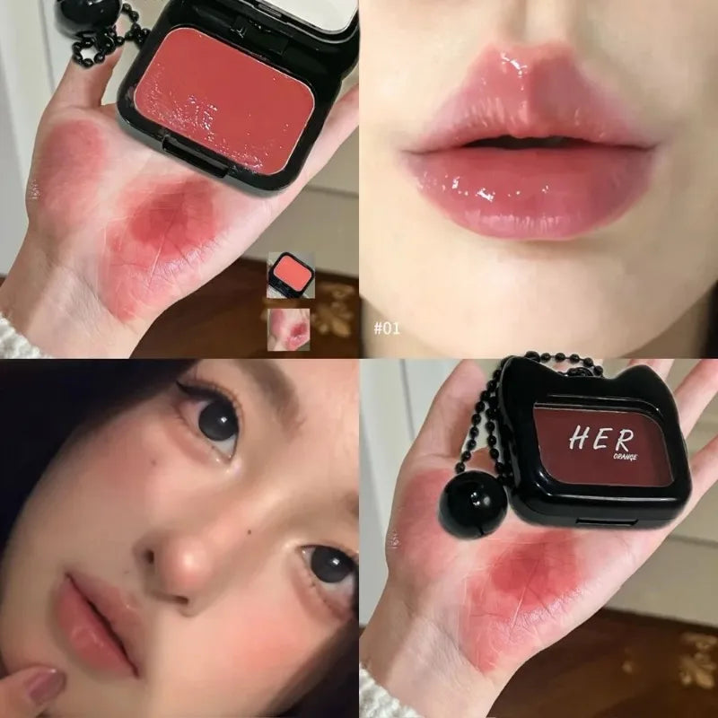 Water Gloss Lipstick Cream Rose Red Multi-use Cheek Lip Tint Easy