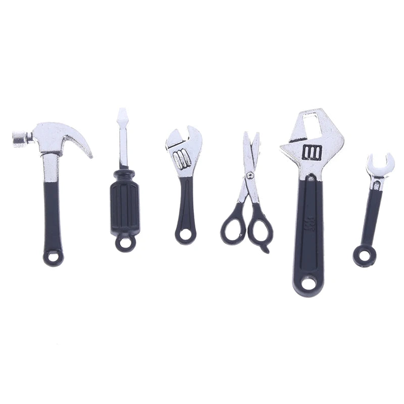 ▶6Pcs/Set Dollhouse Mini Repair Kits Accessories Hammer Wrench Furniture Toys Zpaxo Black