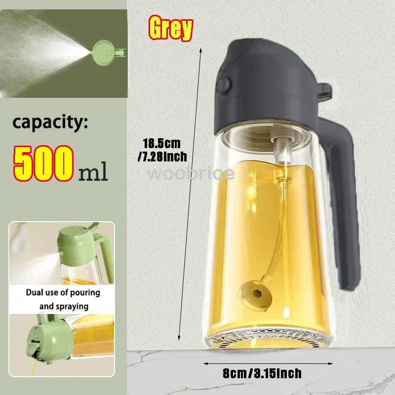 500ml Glass oil spray kitchen Spray Oil Sprayer Bottle Spray Oil Dispenser Oils Jar Cruet BBQ Baking Roasting Picnic Tool Zpaxo Glass-Grey-500ml