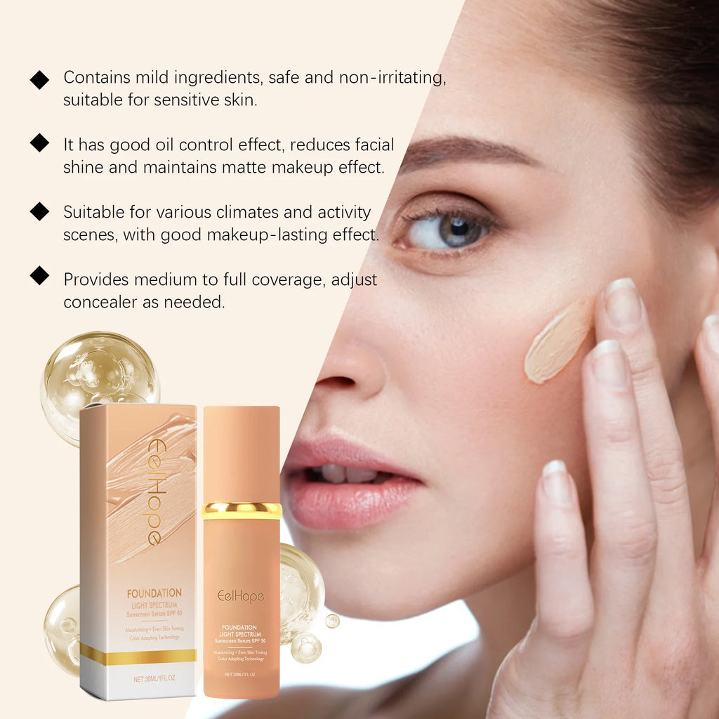 Eelhope 4-in-1 Foundation SPF 50+ Color Changing Matte Liquid Liquid Foundation Zpaxo