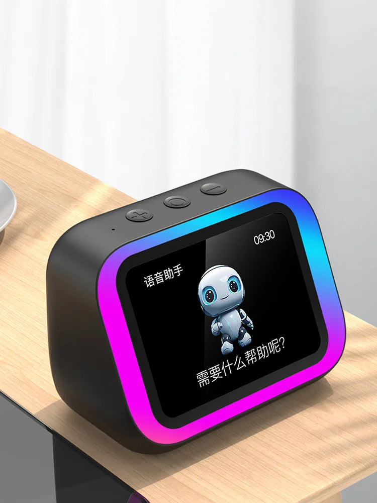 Smart Speaker Voice Assistant Portable BT Speaker Alarm Clock with RGB Lights for Bedroom Zpaxo