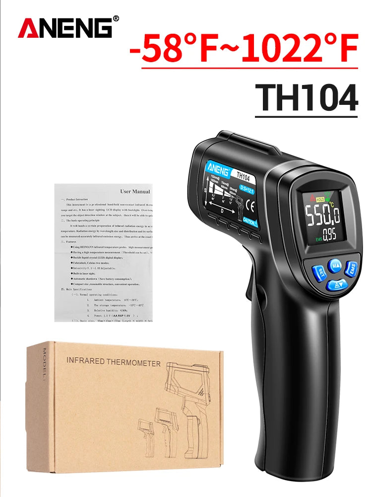 ANENG TH104 Infrared Handheld Temperature Gun 50 550 IR Laser Sensor