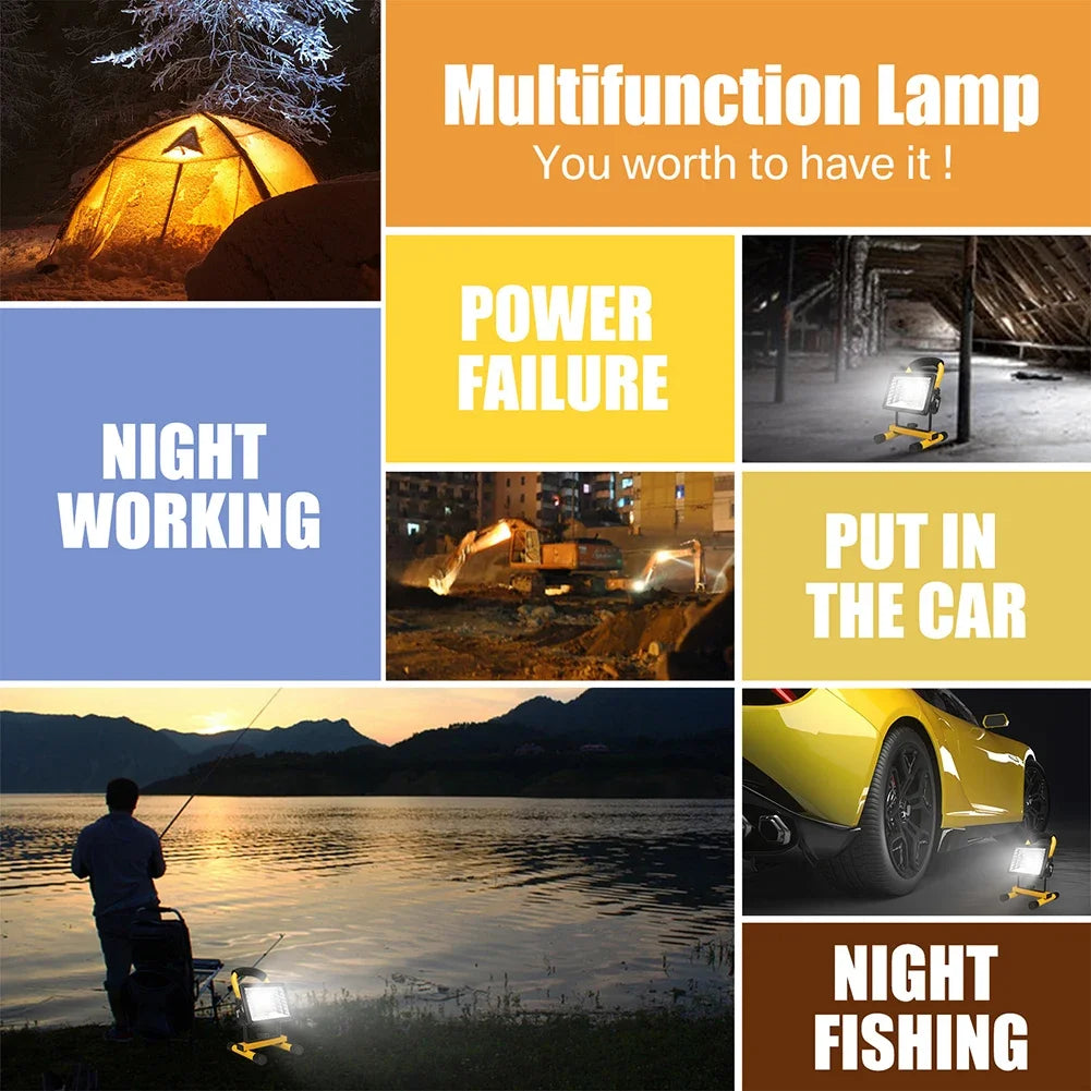 ESMARTER 30W COB LED Rechargeable Floodlight – IP65 Portable Lamp