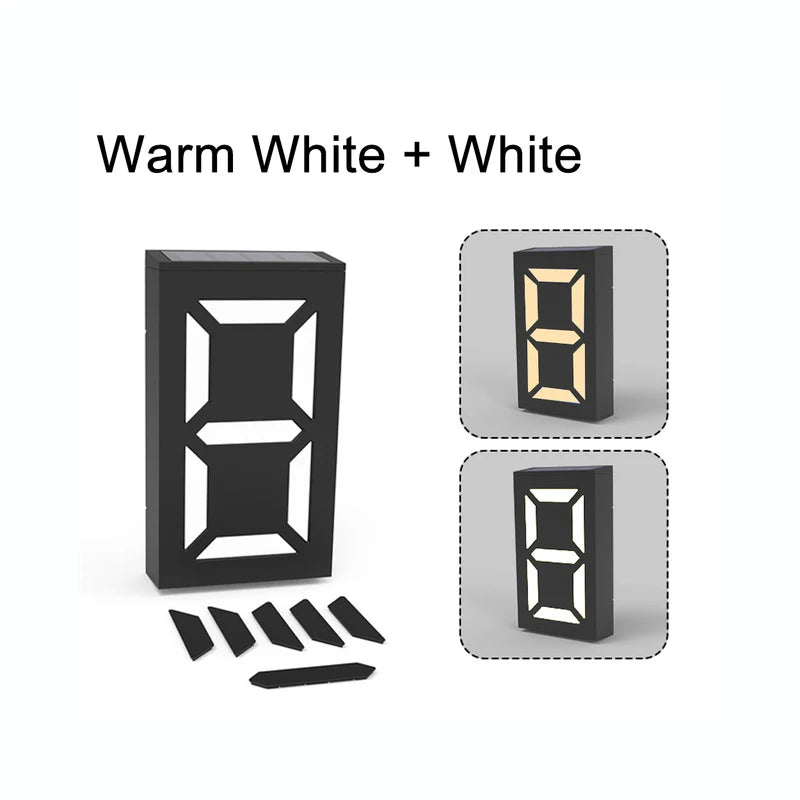 Solar LED Lights Outdoor Transform House DIY Door 0-9 Number Lamp RGB Zpaxo White Warm 1PCS