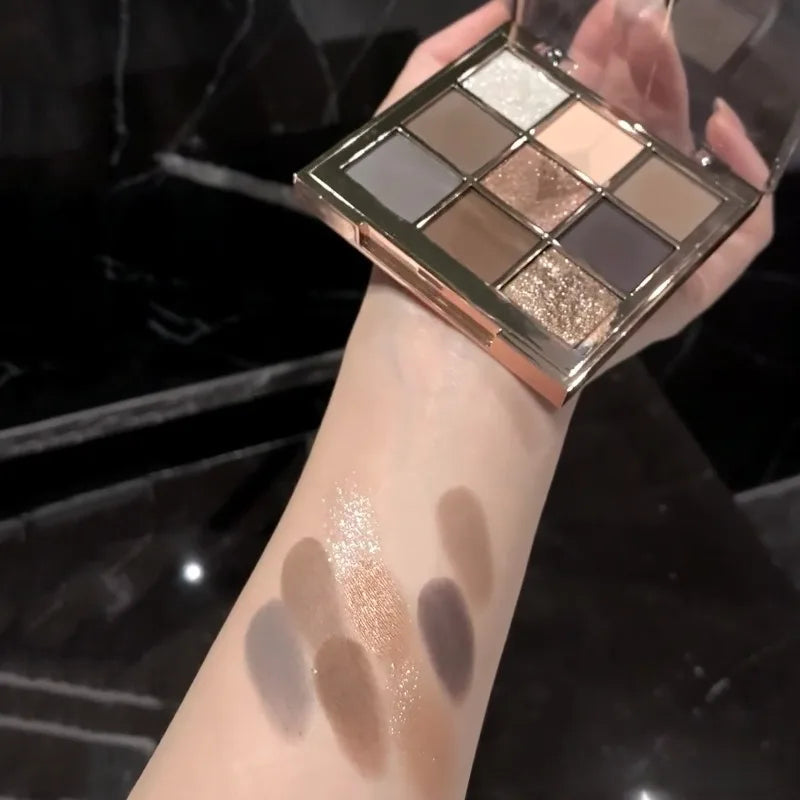 9 Colors Eyeshadow Palette Earth-toned Pearl Matte Shimmer Eye Shadow
