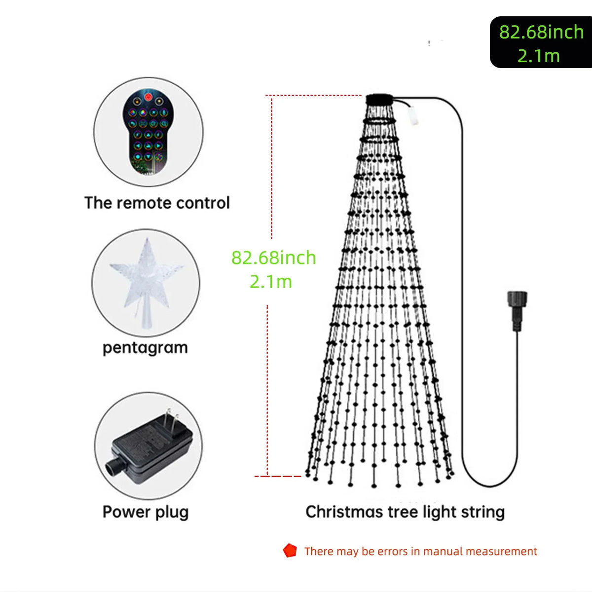 Christmas Tree RGB Lamps APP Multicolor LED Star String Light Zpaxo lamp length 2.1M UK Plug 15W