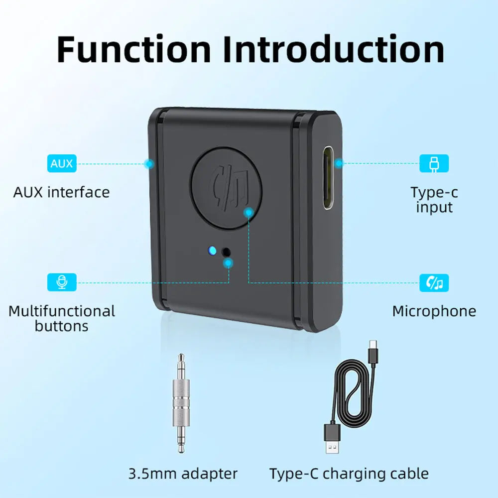 Bluetooth 5.3 AUX Receiver – 3.5mm Wireless Car Audio Adapter Bluetooth AUX Receiver Zpaxo