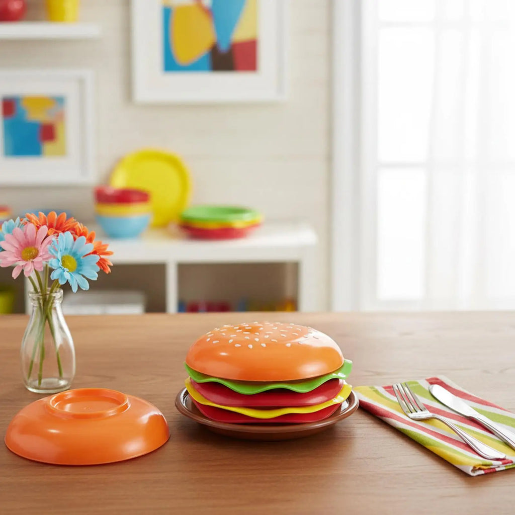 Stackable Hamburger Plate Burger 6 Layers Dinner Value Bone Spit