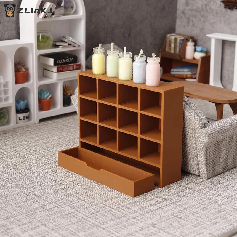 ▶1/12 Dollhouse Simulation Storage Cabinet Display Rack Model Dollhouse Miniature Furniture Decoration Doll House Accessories Zpaxo