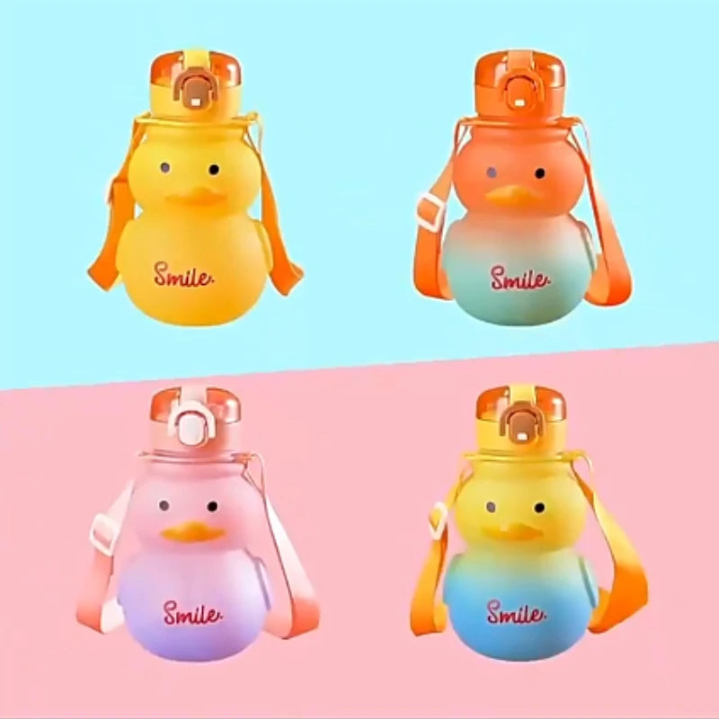 Cute Water Bottle Girls Straw Portable Children's Kawaii Duck Kettle