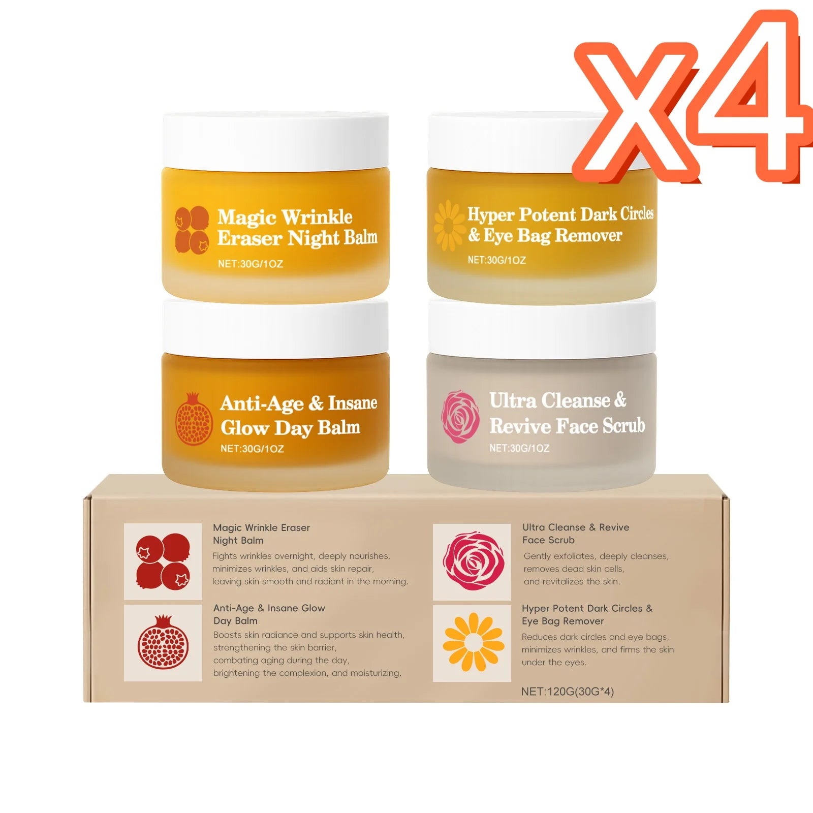 Day & Night Skincare Set – Moisturizing, Brightening & Eye Cream Skincare Set Zpaxo 4x4x30g