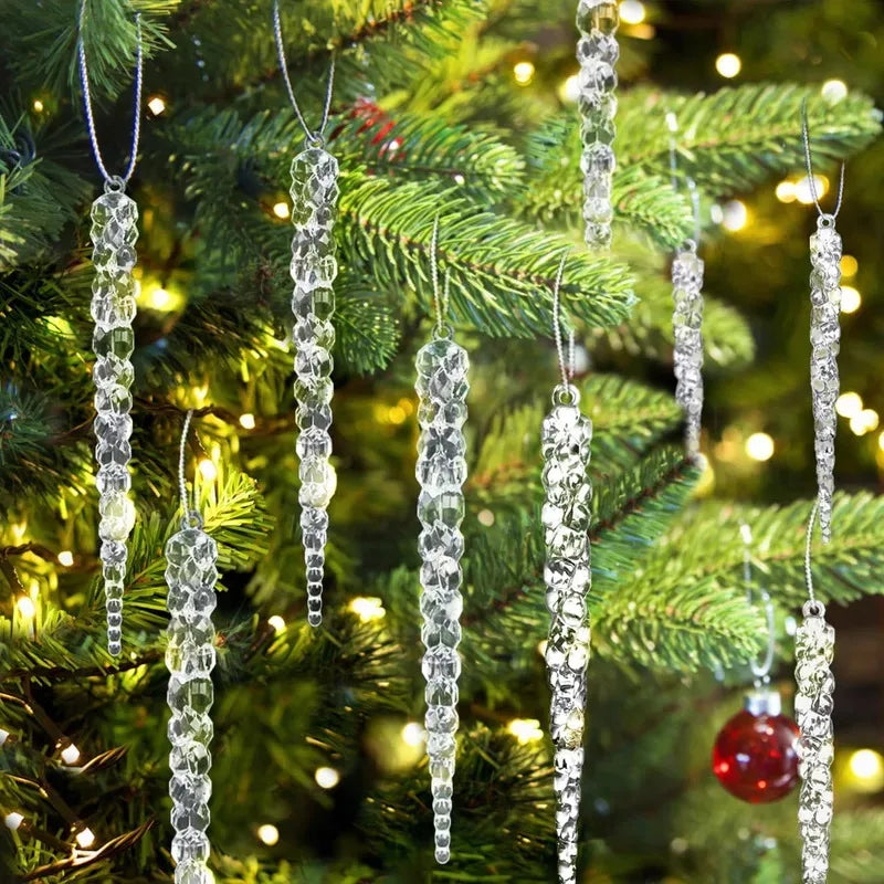 Christmas Home Decor 12PCS Hanging Ornaments - Creative Acrylic Simulated Icicles For Christmas Tree