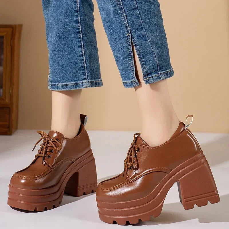 Lolita Shoes for Women Mary Jane New Lace Up Loafers Girls Students JK Uniform High Heels Platform Shoes Cosplay Female Shoes Zpaxo