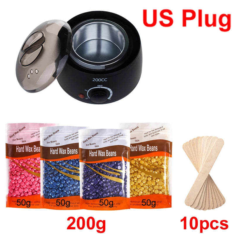Portable Hair Removal Wax Melting Machine Kit & Wax Beans Wax Hair Removal Kit Zpaxo 035-B-US-200g
