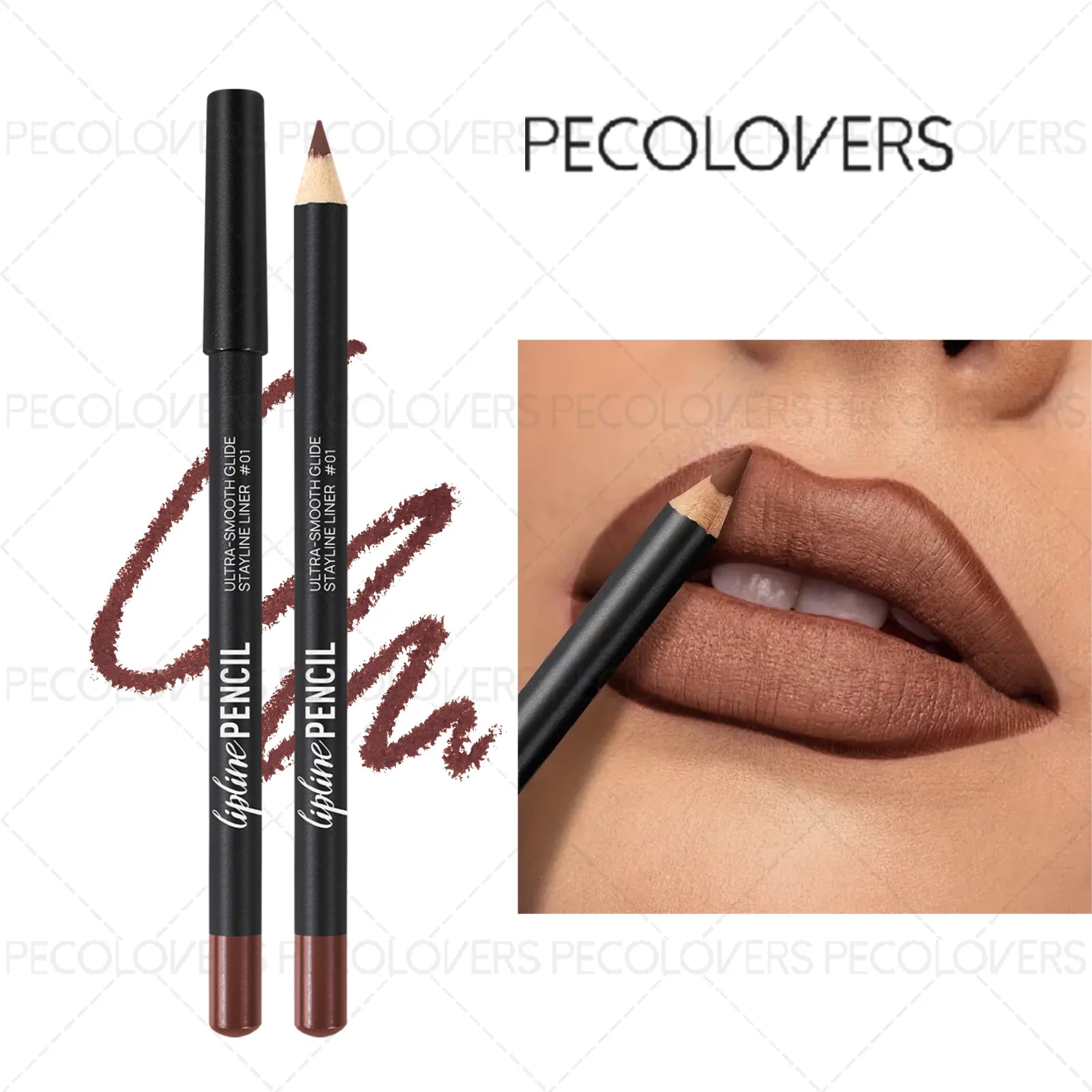 1PC Matte 2-in-1 Lip Pencil - Long-Lasting Waterproof, Pumpkin Spice Shade, Rich Colors for Christmas Zpaxo