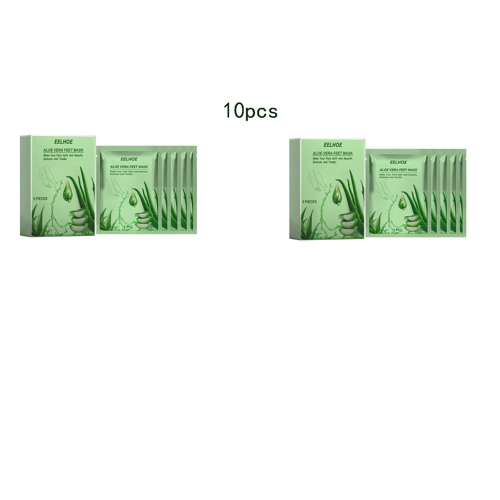 EELHOE Aloe Vera Exfoliating Foot Mask – Peel & Soften Heels Exfoliating Foot Mask Zpaxo 10pcs boxed