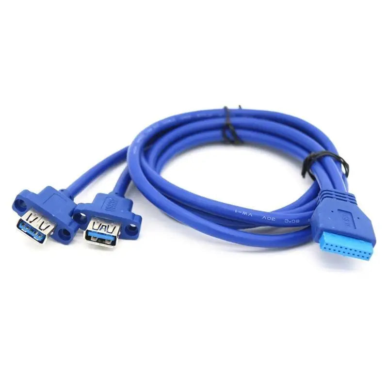 652F 5Gbps 20 Pin to Dual USB Male Motherboard Baffle Line Cord Screw Panel Mount to Motherboard Header Cable 1.67ft Zpaxo