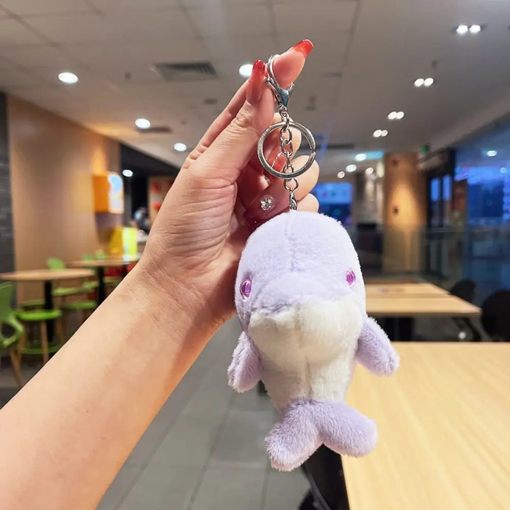 Cute Dolphin Doll Keychain Dolphin Soft Fluffy Pom Pom Whale Key Ring Fluffy Cute Cute Dolphin Pendant Decoration Zpaxo purple-key ring