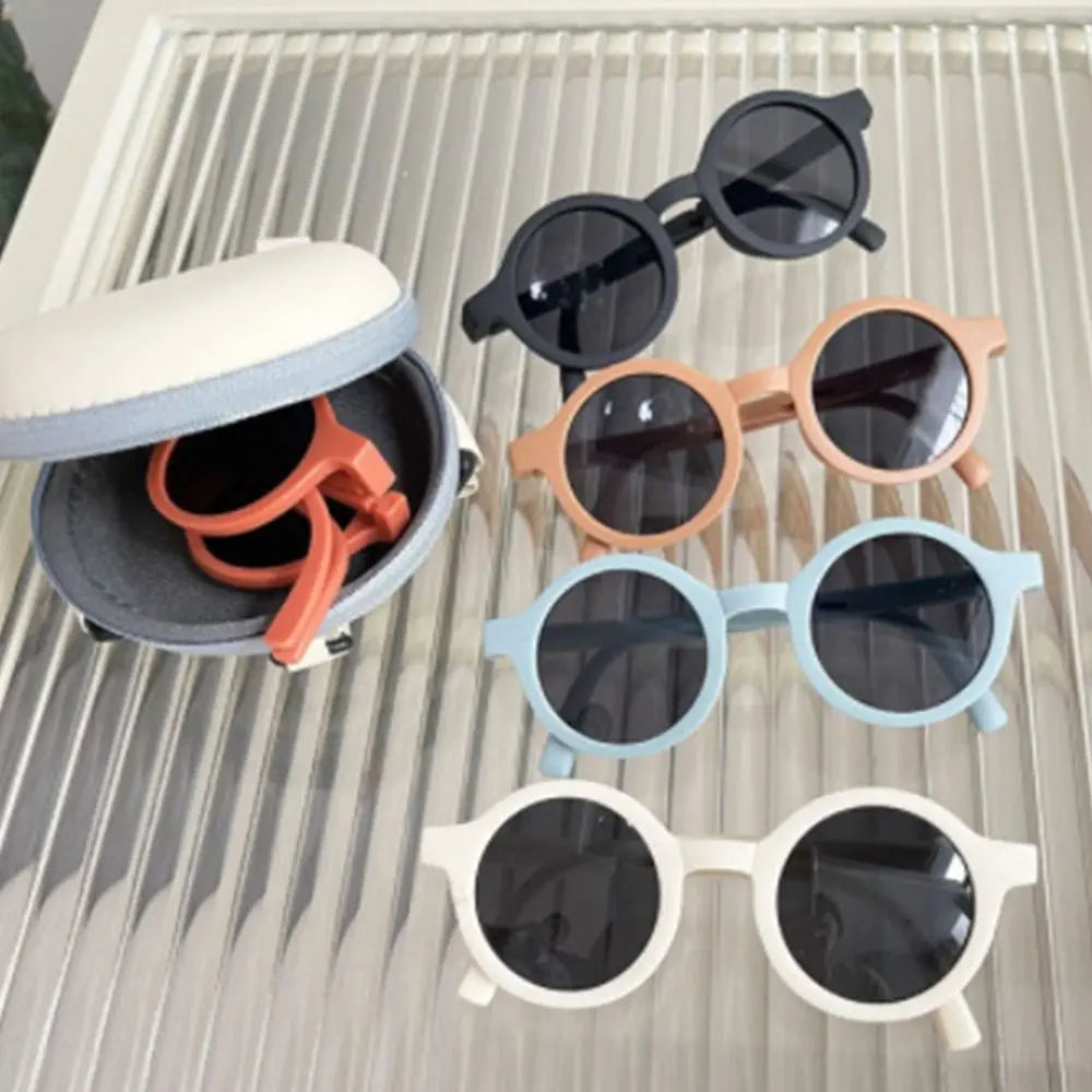 Candy Colored Children's Sunglasses Foldable Design Macaron Colored Macaron Colored Glasses Round Frame Sun Protection Zpaxo