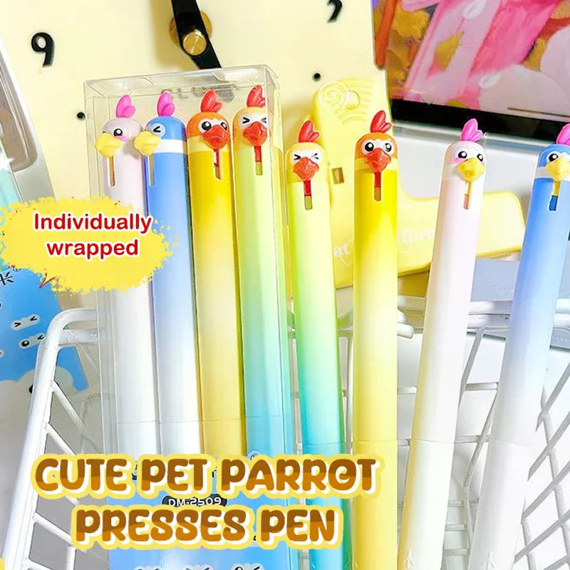 4Pcs 0.5mm Black Quick Dry Parrot Pen Creative Bird Style Writing Pen Smooth Writing Gel Ink Pen Office Supplies Zpaxo