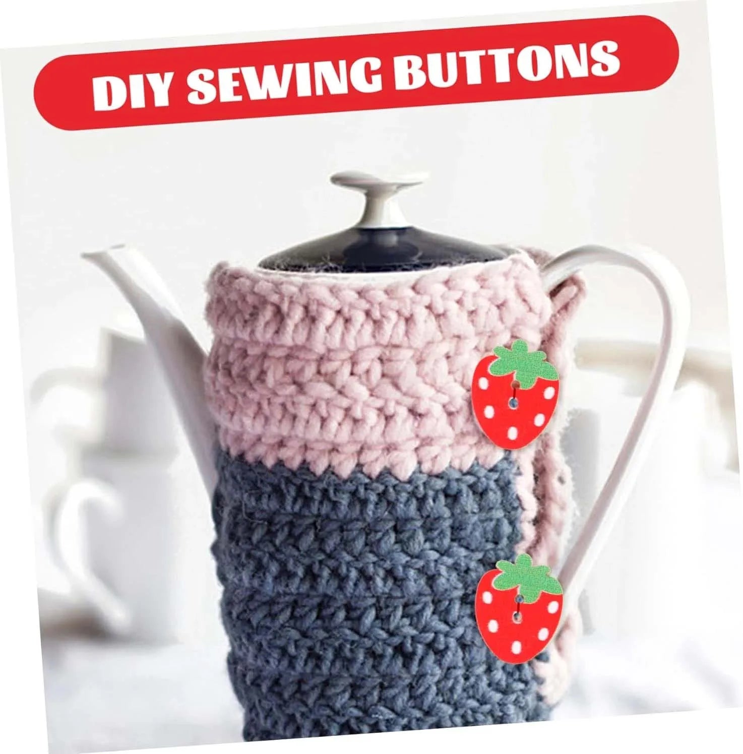 Strawberry Wooden Buttons 10/50Pcs Double Holes Sewing Buttons for DIY Handmade Crafts Cloth Zpaxo