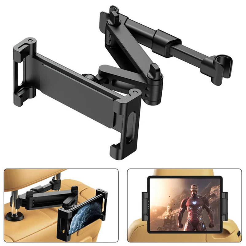 Telescopic Car Tablet Holder Back Seat Headrest Mount 360 Rotation