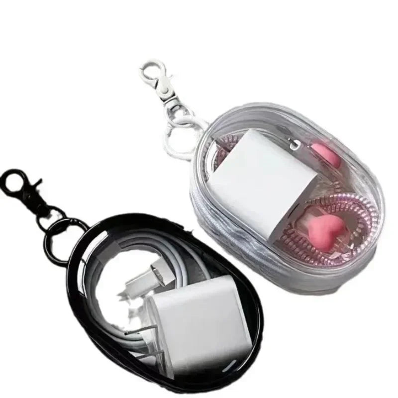 New 1/10PCS Data Cable Charger Charging Storage Transparent Coiling Travel Earphone Storage Case Mobile Phone Organizer Pouch Zpaxo