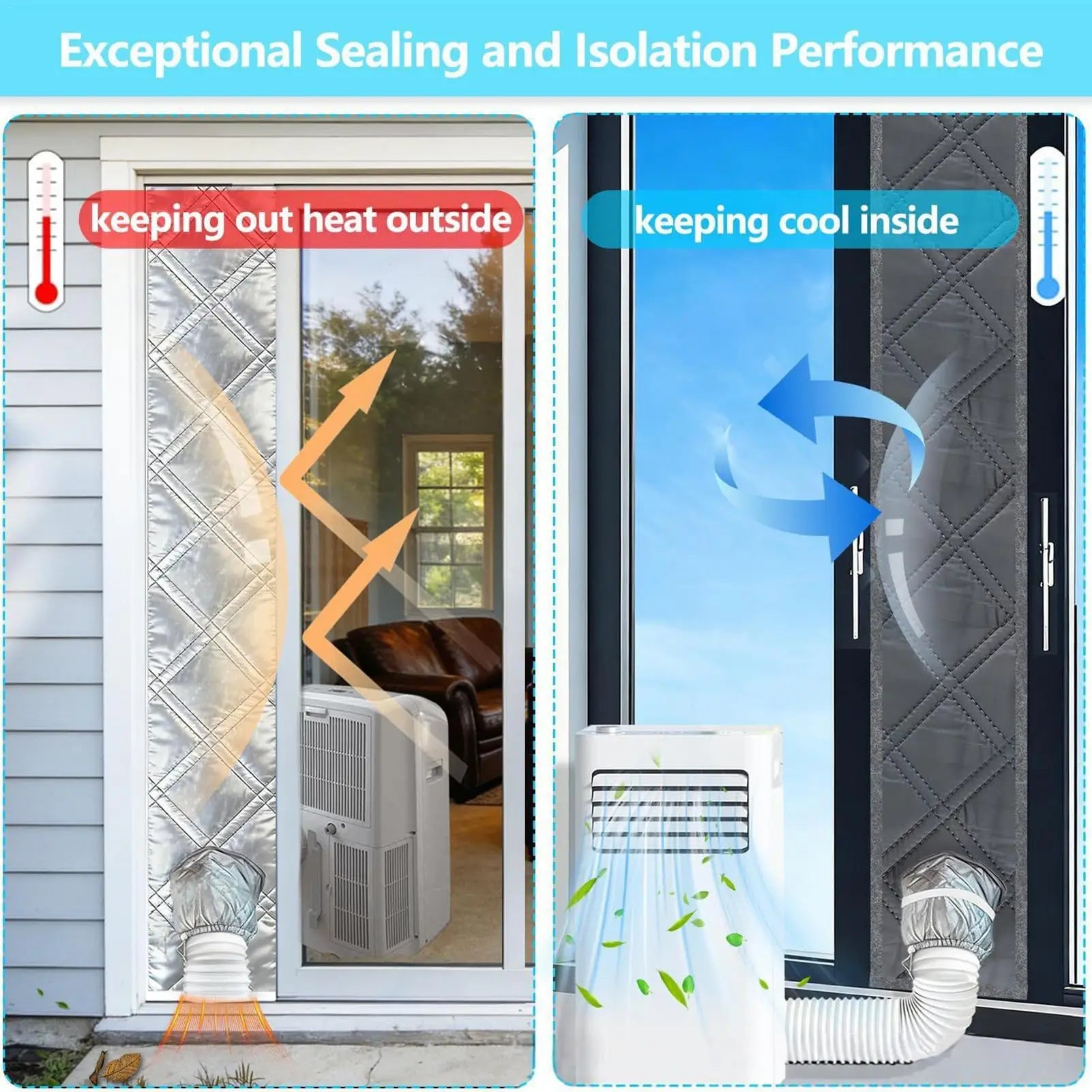 Portable AC Window Sealing Cloth Sunscreen Coating No Drill Mobile