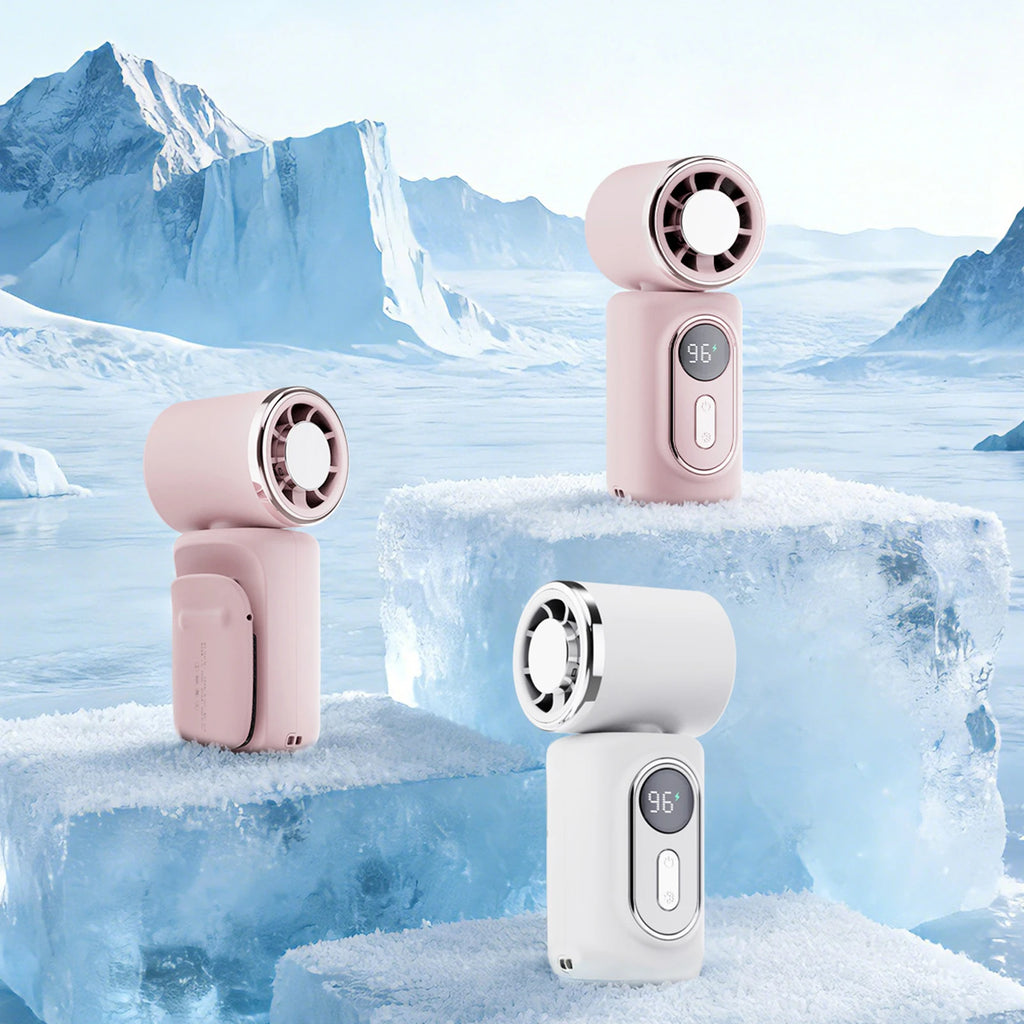 Small Pocket Fan Hands-free Portable Adjustable 5-Speed LED Display Zpaxo