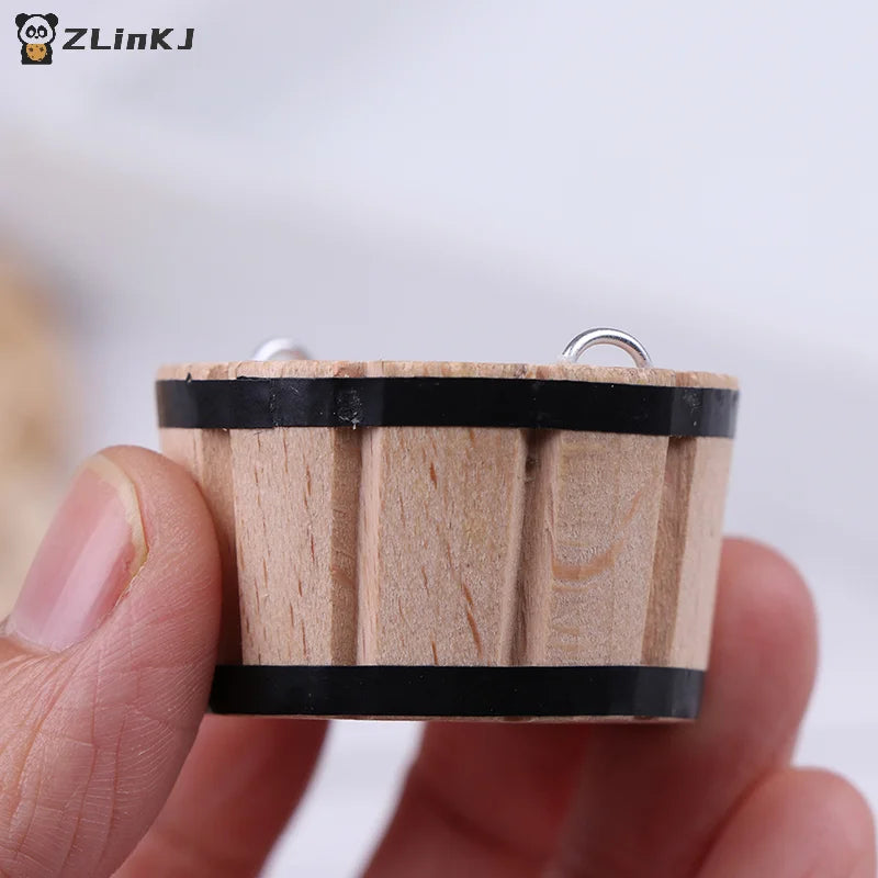 ▶1Pc 1:12 Dollhouse Miniatures Wooden Basin Wooden Barrel Furniture Accessories Zpaxo