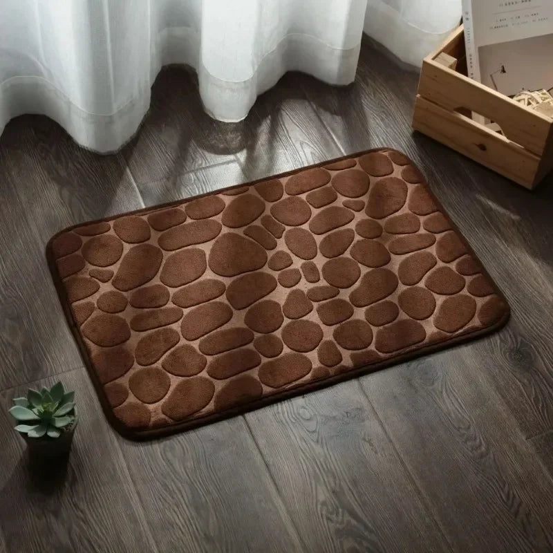 Non Slip Bathroom Absorbing Bath Mat Cobblestone Embossed Mat Floor Rug Shower Room Doormat Memory Foam Cobblestone Mat 40X60CM Zpaxo