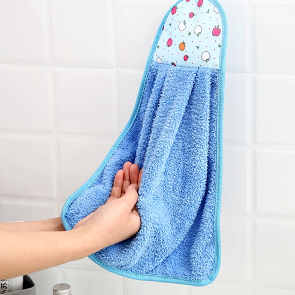 4-Pack Wall-Mounted Quick-Dry Plush Hand Towels | Kitchen & Bath