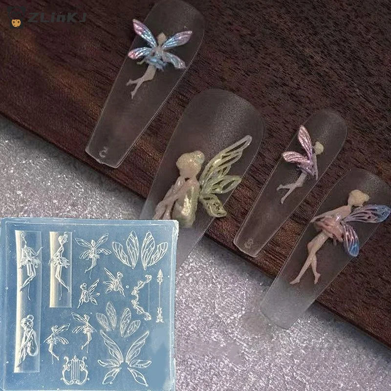 ▶3D Fruit Silicone Nail Mold Sweet Flower Petals Fairy Nails Templates DIY Nail Art Decor Manicure Template For Nail Charms Zpaxo