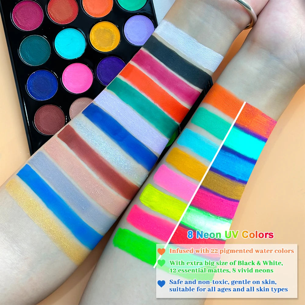 22 Face Body Oil Painting Palette Art Cosplay Non Toxic Safe Makeup Zpaxo