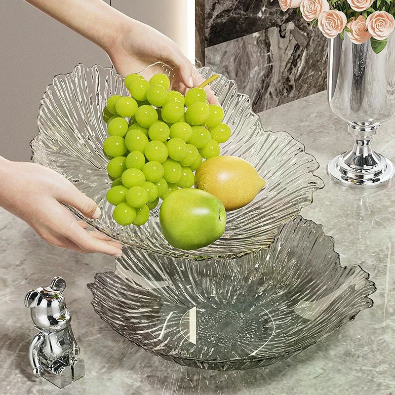 Transparent High-foot Fruit Plate Home Living Room Coffee Table Light Zpaxo