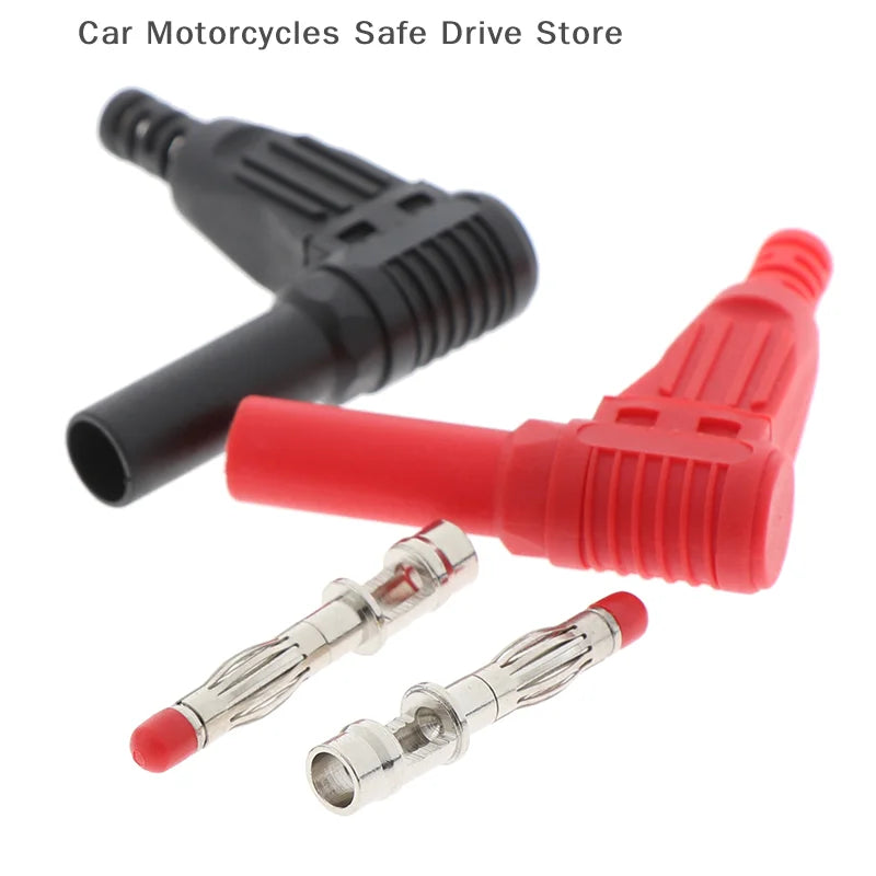 CM2Pcs Red+black Male Right Angle Insulation Banana Plug Multimeter